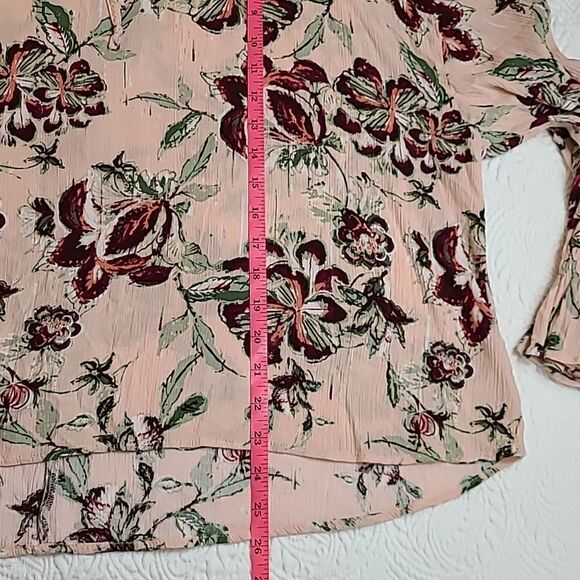 EUC New Directions Petite ruffled beck floral tie V-Neck top PXL - Picture 5 of 9